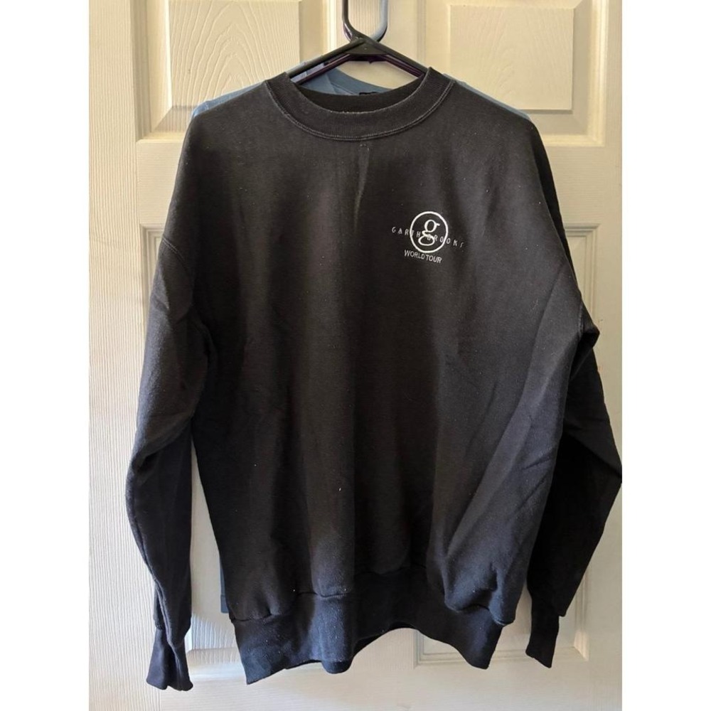 Garth Brooks World Tour 90s Vintage Black Crewneck Top